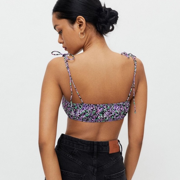 Motel Hepsie Tie-Shoulder Cropped Bralette Top NWT Size S - Picture 2 of 7